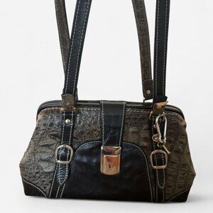 y2k paolo leather croc embossed satchel dr bag